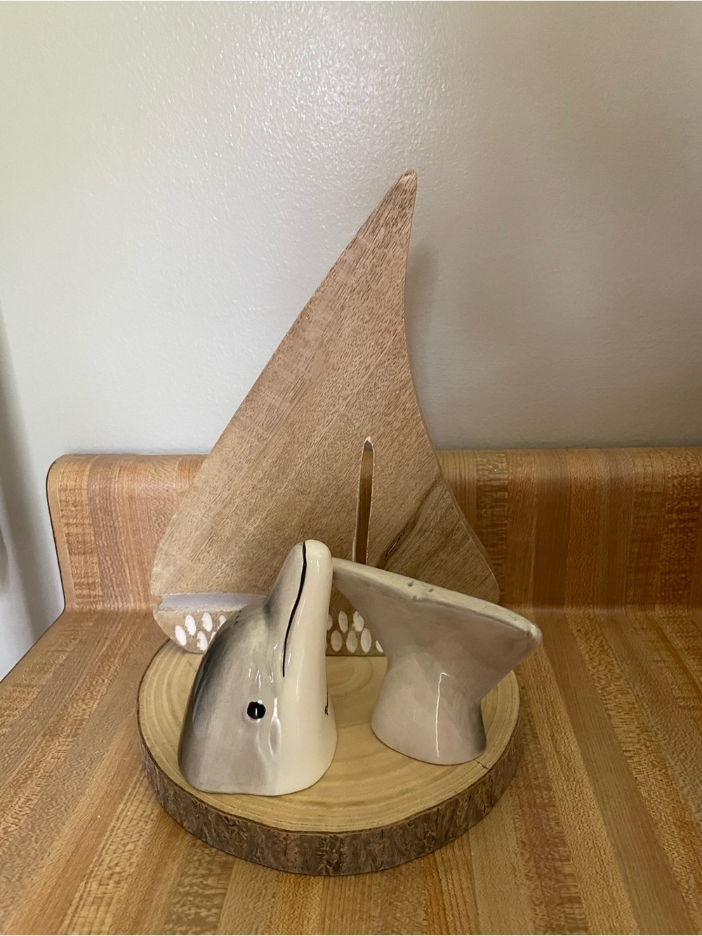 Neutral Ceramic Dolphin Salt and Pepper Shaker Set - Coastal Accent